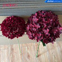 Meilleures ventes : Grande fleur artificielle d'hortensia en soie bordeaux pour bouquet DIY, toile de fond de mariage, décoration d'hôtel et de maison, vente en gros