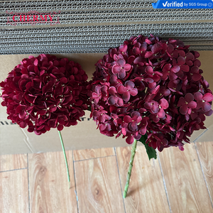 Hortensia de Seda Borgoñ<span class=keywords><strong>a</strong></span> Grande, Flor Artificial, Ramo DIY, Decoración para Bodas, Hoteles y Hogares, Venta al Por Mayor - Product Image 1
