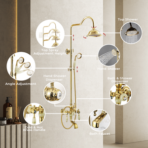 Stile europeo High-end in ottone oro <span class=keywords><strong>e</strong></span> Giada vasca da bagno rubinetto <span class=keywords><strong>e</strong></span> bagno doccia set - Product Image 2