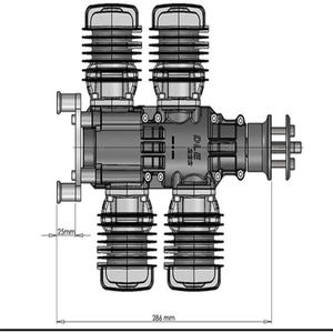 Motor de Gasolina para Modelo de Avión DLE222, Cuatro Cilindros, Dos Tiempos, Escape Lateral, Refrigerado por Aire Natural, Arranque Manual, Cilindrada 222CC, DIY - Product Image 5