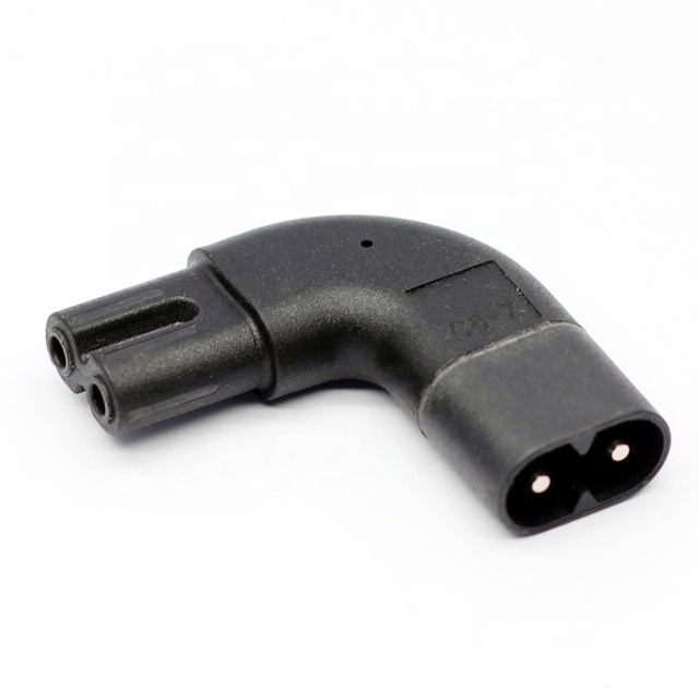 IEC 320 C7 to C8 90 Degree Vertical Right Angle Electrical Plug Power Adapter