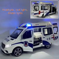 Voiture de police électrique unisexe 1/24 en métal moulé sous pression, jouet pour enfant avec portes ouvrables, son et lumière, modèle de voiture de police en alliage à construire