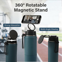 Bouteille d'eau isotherme en acier inoxydable à double compartiment 500 ml avec compartiment pour suppléments et support pour téléphone
