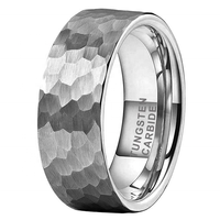 Bague en carbure de tungstène martelé hommes femmes bague de fiançailles de mariage à la mode