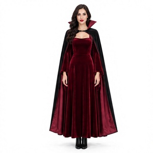 Costume d'Halloween, robe de sorcière à manches longues, imprimé crâne, robe de fête d'horreur, robe de carnaval pour femmes adultes, cosplay, masque - Product Image 1