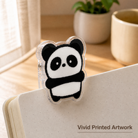 Clip en acrylique PP personnalisé motif panda dessin animé, animal de zoo Kawaii, pour notes, double face, impression transparente, papeterie en gros