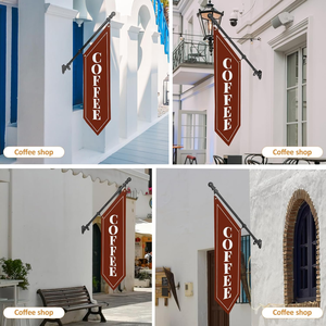 <span class=keywords><strong>Drapeau</strong></span> de café, 27 pouces, double face, avec kit de mât et support, idéal pour les cafés et les salons de thé - Product Image 2