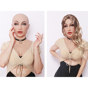 Masque facial en silicone réaliste avec maquillage, masques faciaux féminins pour cosplay, travestissement, transgenre - Product Image 5