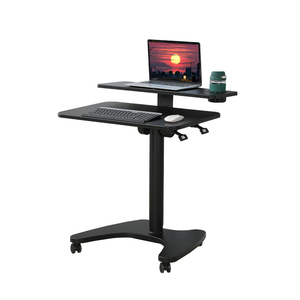 ADA Metal Office Workstation Pneumatic Double-Layer Flip Laptop <strong>Desk</strong> with Height <strong>Adjustment</strong> Four Locked Casters <strong>Computer</strong> <strong>Table</strong> - Product Image 1