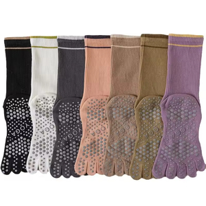 Custom Logo High Quality Knitted Five Toe Crew Yoga Grip <b>Socks</b> Anti-Slip Cotton Breathable Pilates <b>Socks</b> for Women - Product Image 6