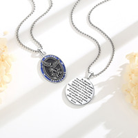 Changda Médaille Amulette en Émail Noir Saint Michel Archange, Protection Religieuse, Bijoux Catholiques, Collier Chrétien