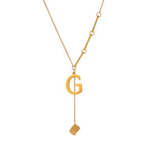 Joyería de acero inoxidable resistente al agua sin deslustre a la moda, collar con colgante de 26 letras, collar de cadena de eslabones, collares para mujer - Product Image 4