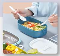 Vente en gros de nouveaux produits d'usine Boîte à nourriture double couche Grande boîte à lunch Bento 3 compartiments avec poignées 1,6 L