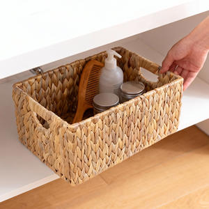 ตะกร้าเก็บของสานโบไบทรงสี่เหลี่ยมพร้อมฝาปิด ทำด้วยมือสำหรับจัดเก็บของเล่นและเสื้อผ้า ขนาดใหญ่ - Product Image 4