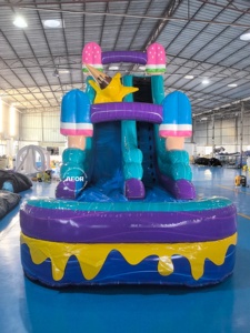 Tobogán Acuático Inflable Comercial de PVC de 18 OZ para Exteriores, para Adultos y Niños, <span class=keywords><strong>con</strong></span> Piscina Desmontable - Product Image 5