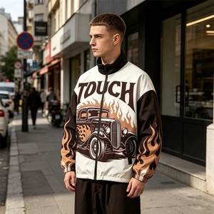 Chaqueta Cortavientos para Hombre con Diseño <span class=keywords><strong>Original</strong></span> Rainbow Spray, Chaqueta Retro con Estampado <span class=keywords><strong>de</strong></span> Llamas y Parches para <span class=keywords><strong>Ropa</strong></span> Urbana - Product Image 1