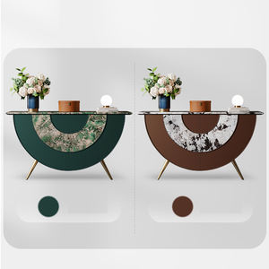<span class=keywords><strong>Table</strong></span> d'entrée en forme de lune moderne, mobilier doré, design bas de quantité minimale de commande, avec dessus en marbre - Product Image 3