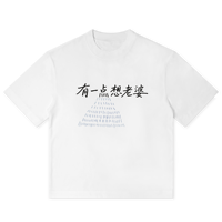 T-shirt à manches courtes pour homme H Liber Horizon, imprimé texte chinois photochromique, noir pluie, 100% coton, col rond, streetwear, coupe oversize