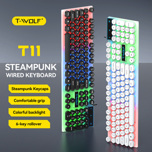 Vente flash <span class=keywords><strong>Clavier</strong></span> mécanique rétro 104 touches filaire USB <span class=keywords><strong>Clavier</strong></span> de jeu éclairé Lumières arc-en-ciel <span class=keywords><strong>Clavier</strong></span> filaire punk pour joueur - Product Image 2