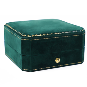 Изготовленный на заказ логотип зеленый винтажный бархатный шкатулка для ювелирных изделий роскошный драгоценный камень браслет ожерелье серьга коробка восьмиугольная бархатная коробка для колец - Product Image 6