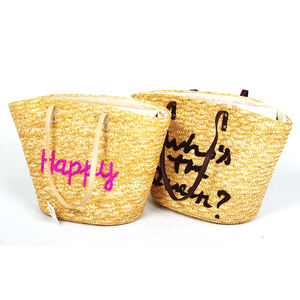 Commercio all'ingrosso OEM Servizio Mare Erba paglia di Grano Del Tessuto Della Signora Sacchetto di <span class=keywords><strong>Mano</strong></span> del Sacchetto di Spalla Su Misura <span class=keywords><strong>Borsa</strong></span> Da Spiaggia Tote - Product Image 1