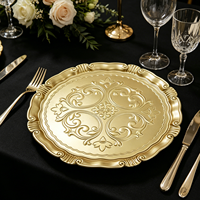 Assiettes de présentation 50 pièces en PP incassable, style américain, durables, non toxiques, avec motifs floraux en relief complexes pour hôtels, mariages, fêtes