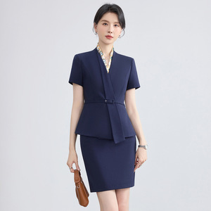 Women's Short Sleeve Suit Set Summer Thin Elegant Professional Workwear Commuting Uniform Polyester Fiber 94.2 Spandex 5.8 - Product Image 2