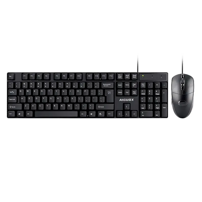 Combo de teclado y ratón de oficina USB con cable para ordenador, teclados ergonómicos, teclado de ratón resistente al agua con logotipo personalizado