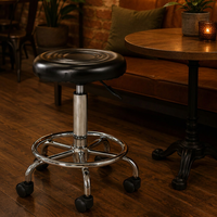 Tabouret de bar JOHOOFURNITURE en cuir PU noir, siège rond rainuré, pivotant et réglable, fabricant Taburete de Bar Kitchen