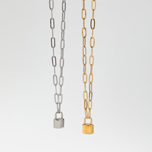 Joolim Schmuck Hochwertige 18K Vergoldete Vorhängeschloss-Halskette Gliederkette Edelstahl-Halskette - Product Image 2