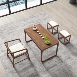 Ensemble de table à thé en bois massif, style chinois moderne, petite table à thé Kung Fu pour balcon ou salon, table basse artisanale - Product Image 2