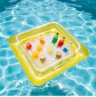 Accessoires pour fête au bord de la piscine, plateau flottant gonflable pour boissons, porte-gobelets en PVC écologique épais, panier à nourriture pour l'été et la plage