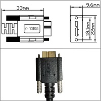 Kabel USB 3.0 1m Male ke B Male, dengan penguncian sekrup M3 ganda