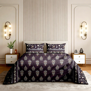 Juego de Funda Nórdica de Algodón Estampado de Lujo Ligero, Transpirable para Todas las Estaciones, Ropa de Cama para el Hogar con Diseño de Plantas - Product Image 1