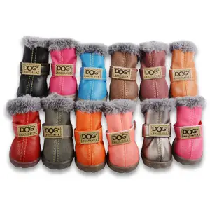 Hot Sales Waterproof Thicken Warm Pu Multi Color Non-Slip Wearable Dog Shoes Pet Dog Boots Dog Shoes