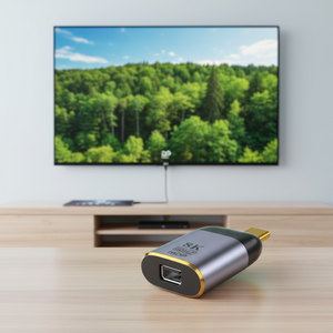 Adattatore <span class=keywords><strong>Type</strong></span>-<span class=keywords><strong>C</strong></span> Maschio a Mini DP Femmina Placcato Oro, Supporta Mirroring Schermo HD e Proiezione Bidirezionale 8K60HZ - Product Image 3