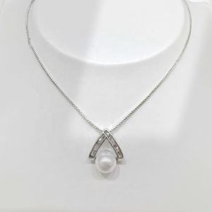 Collar de cadena de lujo con lazo de plata de ley 925 OEM, joyería de moda para mujer, diseño vintage, collares de perlas de agua dulce para mamá. - Product Image 2