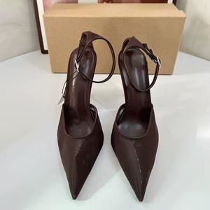 Sandales à talons aiguilles sexy pour femmes, élégantes escarpins slingback à bout pointu style célébrité avec maille - Product Image 2