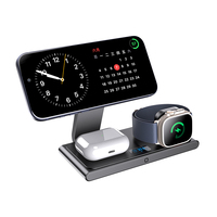 Vente en gros de chargeurs sans fil magnétiques pliables 3 en 1 de 25 W pour ordinateur portable, station de charge sans fil avec écran LED