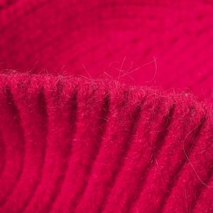 Gorro de lana cálido de doble capa con borde de piel de conejo, tejido, de color liso, para otoño e invierno, para exteriores - Product Image 2