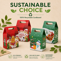 Caja de Regalo Navideña Estética de Tendencia 2026, Empaque de Dulces de Cartón Sostenible, Caja Portátil con Asa, Impresión Personalizada, Venta al Por Mayor