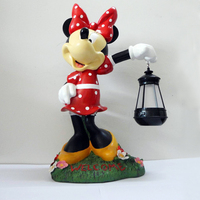 Décoration extérieure, figurines d'animaux en résine 3D personnalisées, Mickey portant une lanterne, ensemble de figurines de dessins animés