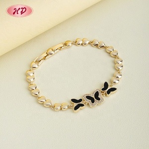 ผู้ค้าส่งกำไลข้อมือรูปหัวใจผีเสื้อเคลือบทอง 18K ทำจากทองเหลืองเคลือบสีดำ สำหรับผู้หญิง สวมใส่ได้ทุกวันและงานปาร์ตี้ เครื่องประดับ Aretes De Laton - Product Image 5