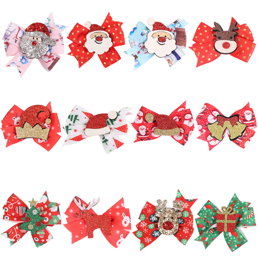 Christmas Mouse Ears Bow Headband Hair Hoop, Glitter Christmas Tree Santa Hair bands Hair Accessories