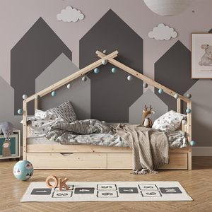 <span class=keywords><strong>Letto</strong></span> a Piattaforma Moderno in Legno di Pino Massiccio <span class=keywords><strong>180x200</strong></span> cm, <span class=keywords><strong>Struttura</strong></span> <span class=keywords><strong>Letto</strong></span> <span class=keywords><strong>Matrimoniale</strong></span> Resistente per Uso Domestico con <span class=keywords><strong>Letto</strong></span> Extra - Product Image 3