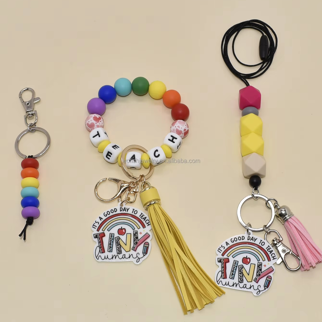 Custom Personalized Name Teacher Lanyard Beaded Silicone Bead Sunflower Lanyard Teacher Gift Image 3