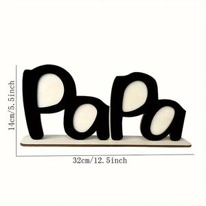 กรอบรูปไม้ตั้งโต๊ะลายพ่อจากซัพพลายเออร์ Papa พร้อมจดหมายธีมพ่อสำหรับแสดงรูปภาพ ของตกแต่งสไตล์เรียบง่ายสำหรับบ้าน ห้องนั่งเล่น - Product Image 2
