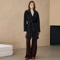 Manteau Femme Hiver 2026 en Cachemire et Laine Double Face CEID, Style Commuter, avec Dentelle Perlée et Épaisse Doublure Polaire, à Lacets