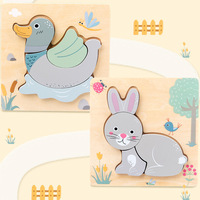 Jeux de société de puzzles en bois 3D d'animaux de dessin animé 2024, jouets éducatifs précoces Montessori pour bébés, garçons et filles