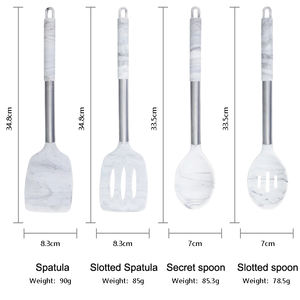 Premium 14 piezas patrón de mármol silicona utensilios de cocina conjunto espátula pinzas batidor <span class=keywords><strong>Turner</strong></span> soporte triturador espagueti cuchara Slotte - Product Image 4